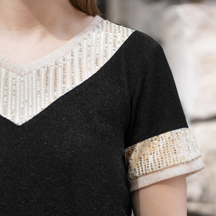 10738 - Half Sleeve top with Sequin