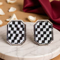 13033 - Checkered Earrings - Black & White