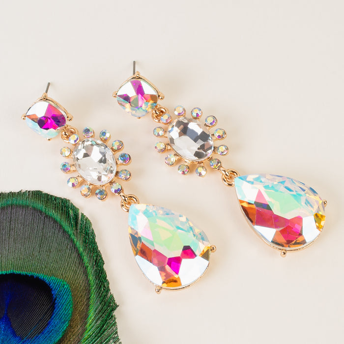 1344 - Crystal Drop Earrings - AB