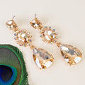 1344 - Crystal Drop Earrings - Gold
