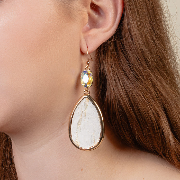 1359 - Crystal Drop Earrings - White