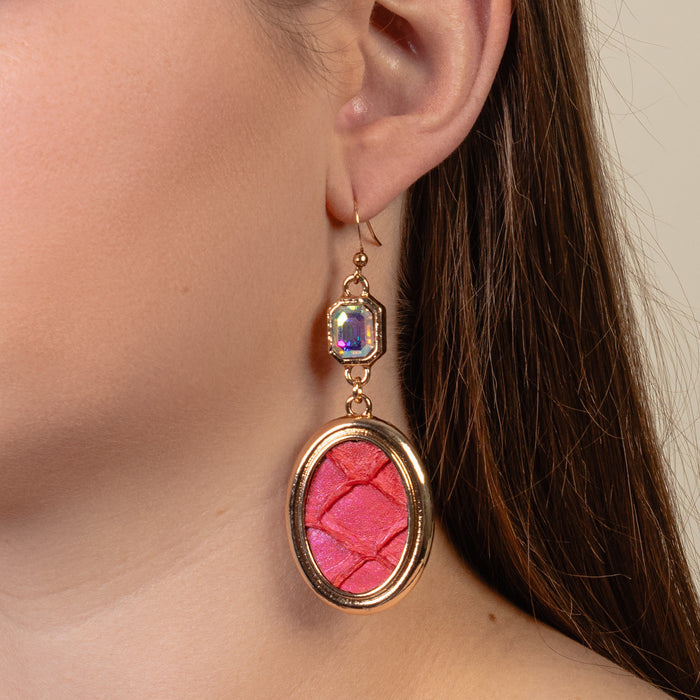 1365 - Crystal Drop Earrings - Fuchsia