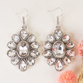 1379 - Crystal Flower Earrings - Clear