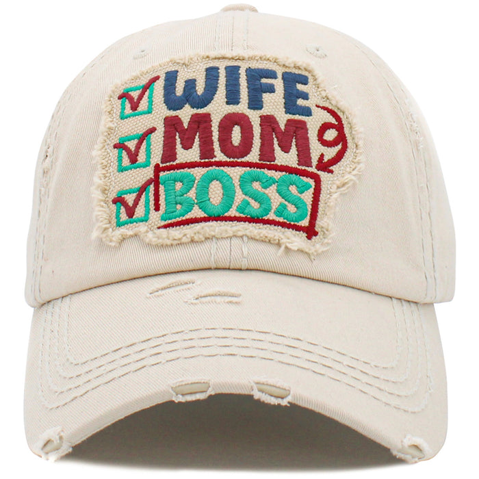 1461 - Wife Mom Boss Hat - Stone