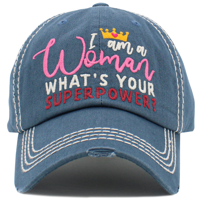 1476 - I Am a Woman Hat - Blue