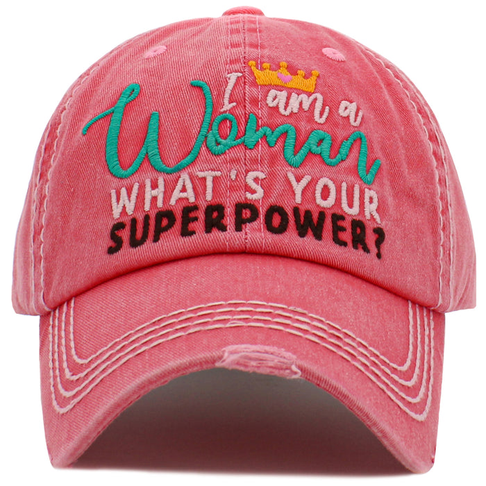 1476 - I Am a Woman Hat - Hot Pink