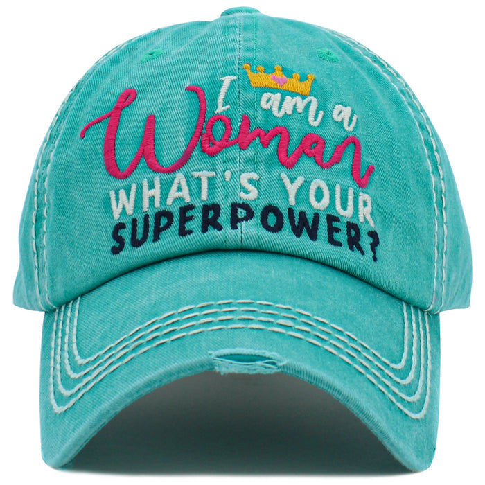 1476 - I Am a Woman Hat - Turquoise