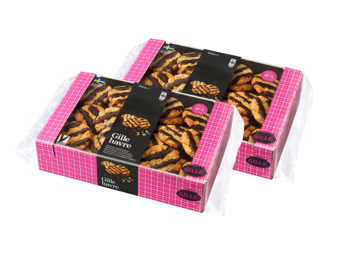 2 x Gille Havre 600g (21.16 oz) – Authentic Swedish Oat Cookies with Cocoa Glaze – Vegan