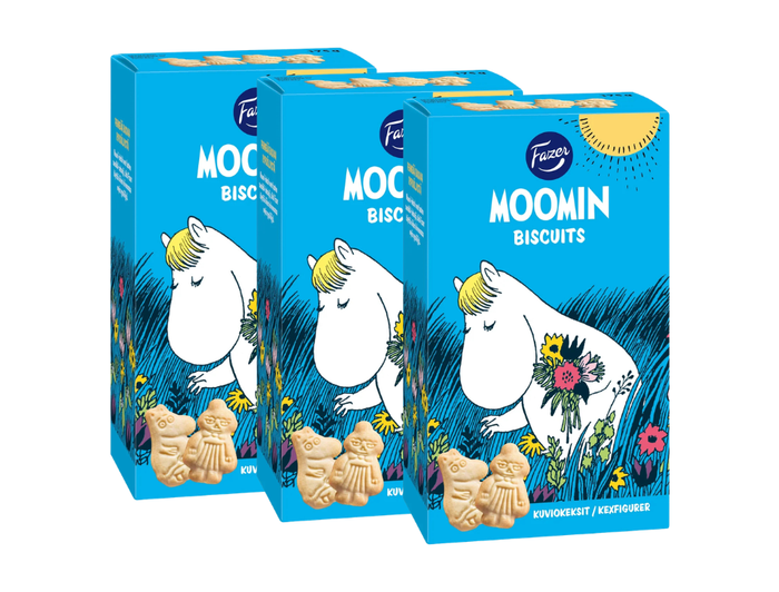 3 Packs of Fazer Moomin Biscuits 175g (6.17 oz) – Authentic Nordic Butter Biscuits with Moomin Characters