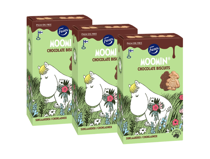 3 Packs of Fazer Moomin Chocolate Biscuits 175g (6.17 oz) – Authentic Nordic Chocolate Biscuits with Moomin Characters