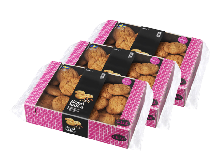 3 x Gille Bondkakor 600g (21.16 oz) – Authentic Swedish Traditional Butter Cookies
