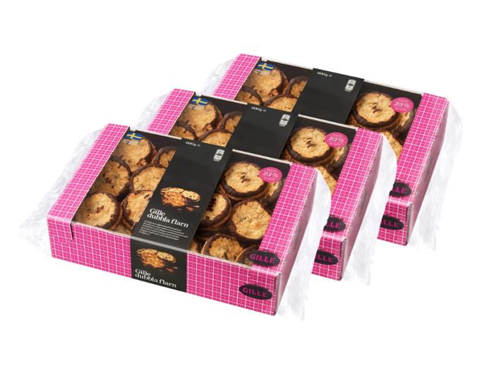 3 x Gille Dubbla Chokladflarn 600g (21.16 oz) – Authentic Swedish Double Chocolate Wafer Cookies