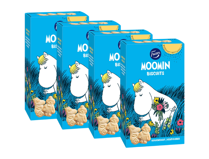 4 Packs of Fazer Moomin Biscuits 175g (6.17 oz) – Authentic Nordic Butter Biscuits with Moomin Characters