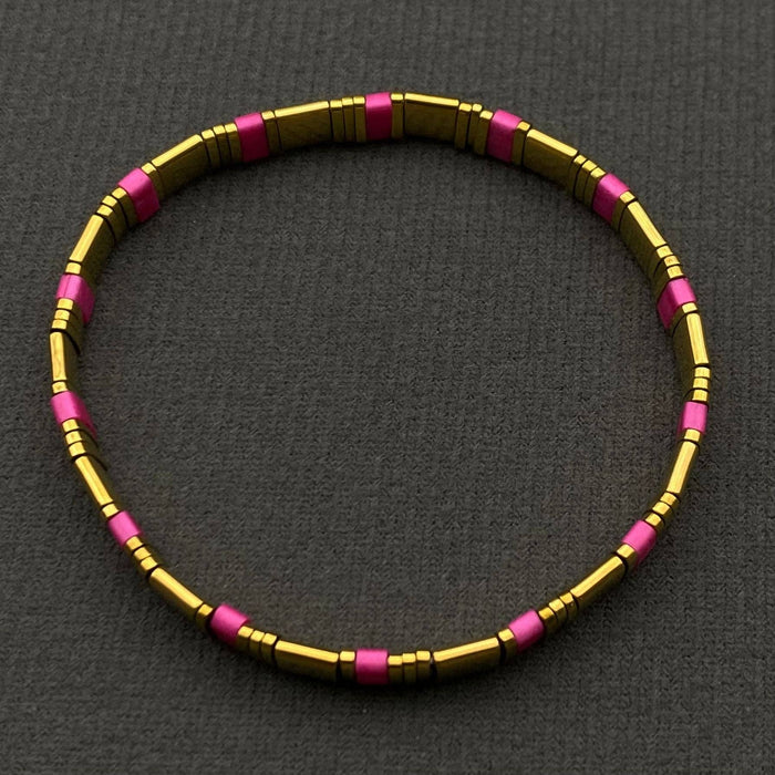 5mm Glass & Hematite Beaded Elastic TILA Bracelets - BJ: E - Olita Gifts & Goods