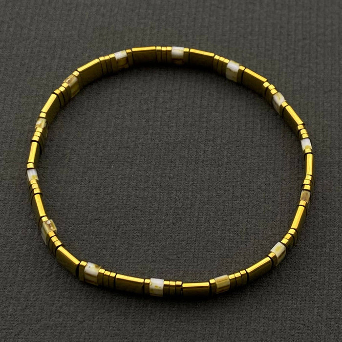 5mm Glass & Hematite Beaded Elastic TILA Bracelets - BJ: H - Olita Gifts & Goods
