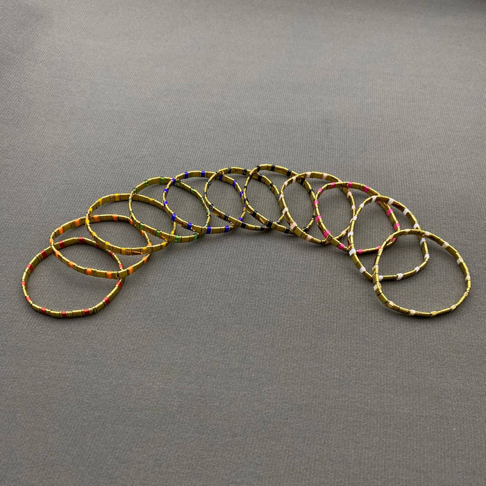5mm Glass & Hematite Beaded Elastic TILA Bracelets - BJ: H - Olita Gifts & Goods