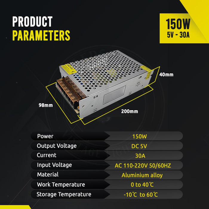 5V 150W LED Transformer 30A Power Supply AC to DC~ 3278