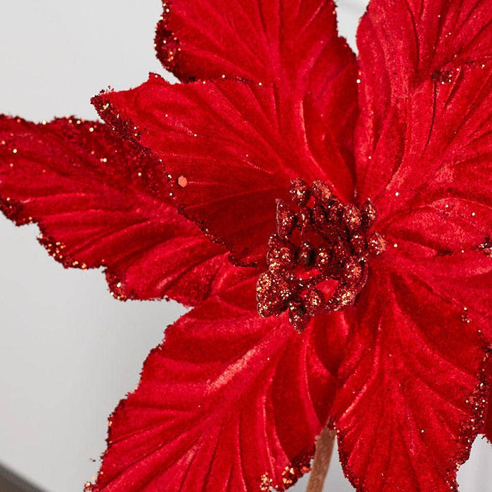 6" Artificial Red Poinsettia Flower with Clip