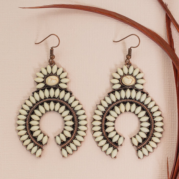 73669 - Squash Blossom Earrings - Ivory & Copper