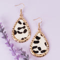 73977 - Animal Print Teardrop Earrings - White