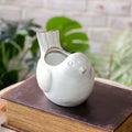 7"L TAN W/ WHITE WASH BIRD POT - Magnolia Lane co. Home + Garden + Gift