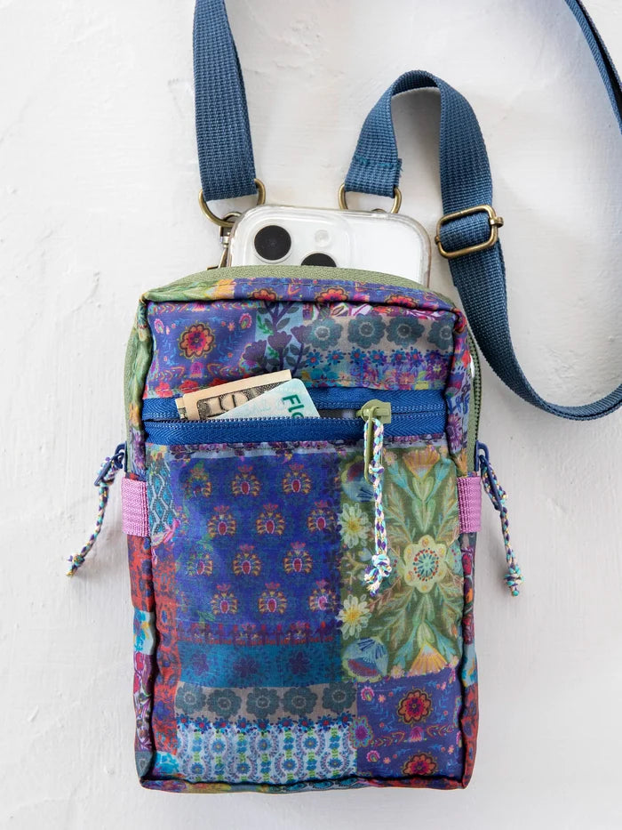 8-in-1 Pocket Crossbody - Blue Patchwork-view 1