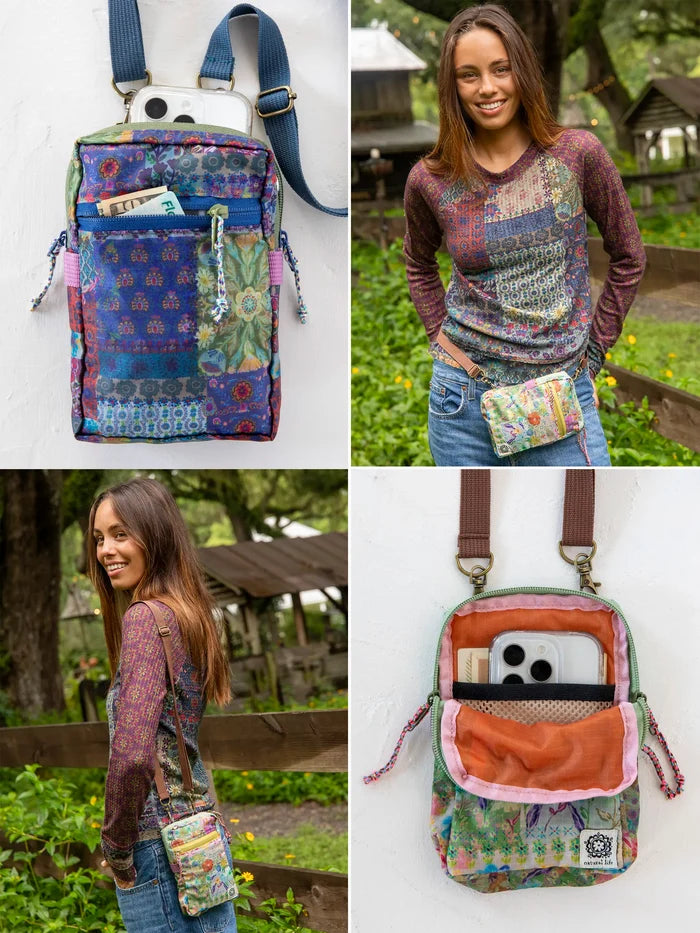 8-in-1 Pocket Crossbody - Blue Patchwork-view 2