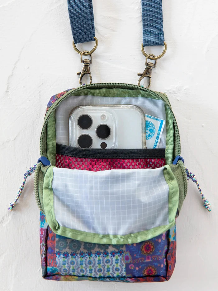 8-in-1 Pocket Crossbody - Blue Patchwork-view 3