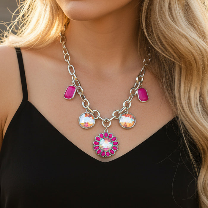 92267 - Squash Blossom Charm Necklace - Fuchsia