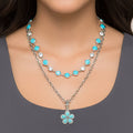 92285 - Layered Squash Blossom Necklace - Turquoise