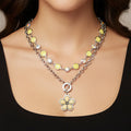 92285 - Layered Squash Blossom Necklace - Yellow