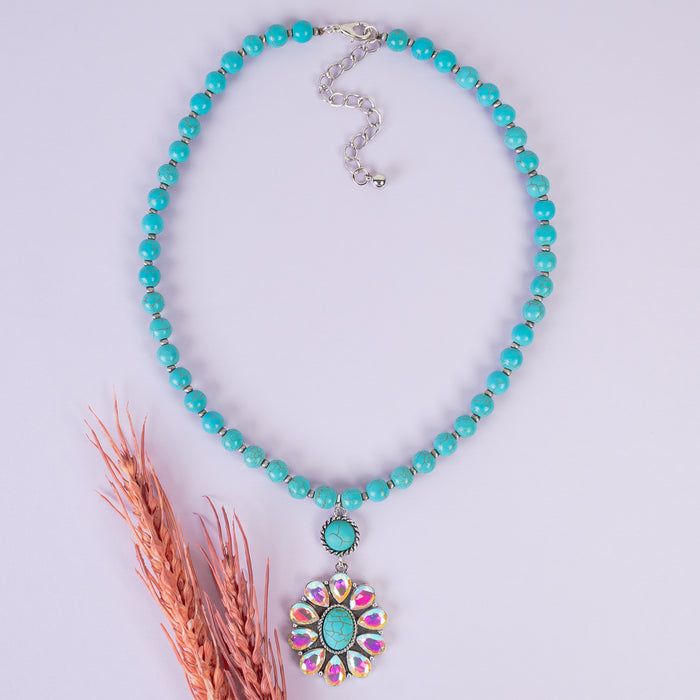 92287 - Squash Blossom Necklace - Turquoise