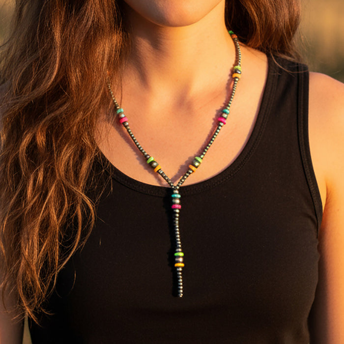 92299 - Squash Blossom Lariat Necklace - Multi