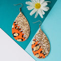 93030 - Glitter & Leopard Earrings - Orange