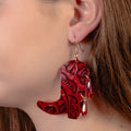 93315 - Western Cowboy Boot Earrings - Red