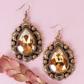 93337 - Crystal Teardrop Earrings - Gold