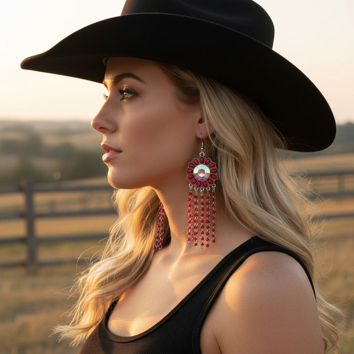 93443 - Squash Blossom Earrings - Red