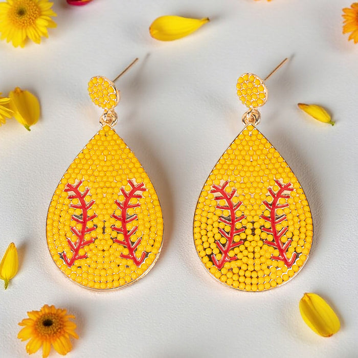 93493 - Softball Earrings - Red & Yellow