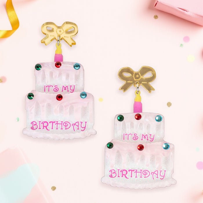 93552 - Birthday Cake Earrings - Pink