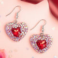 93628 - Crystal Heart Earrings - Red