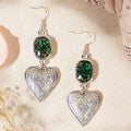 93634 - Crystal Heart Earrings - Green
