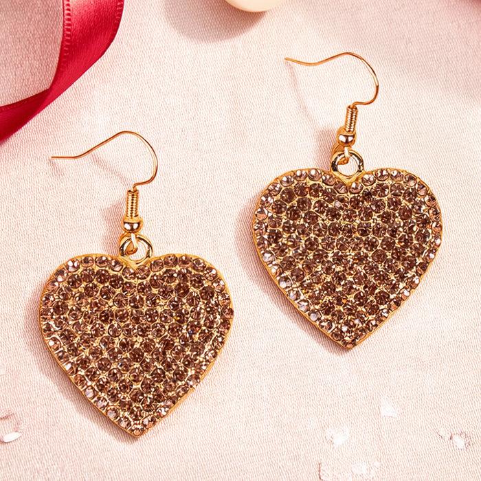 93635 - Crystal Heart Earrings - Gold