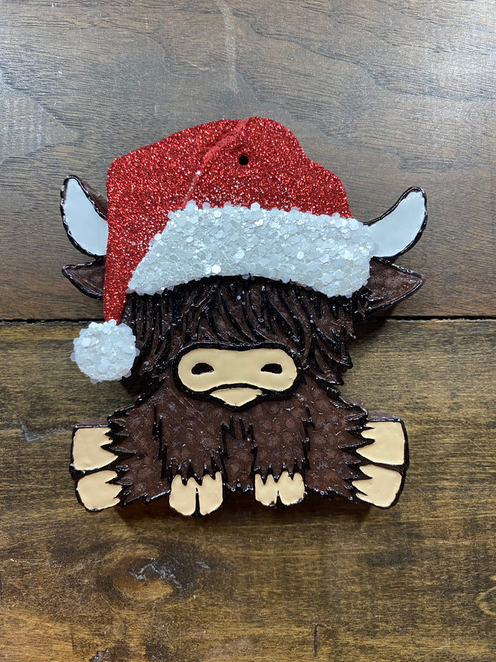 Christmas Highland Cow Freshie