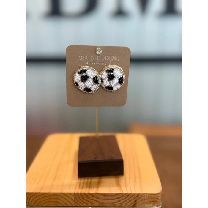 Game On Beaded Soccer Earrings