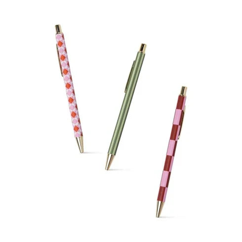 A Dopo Set Of 3 Pens - Diamond, Stripe, Check