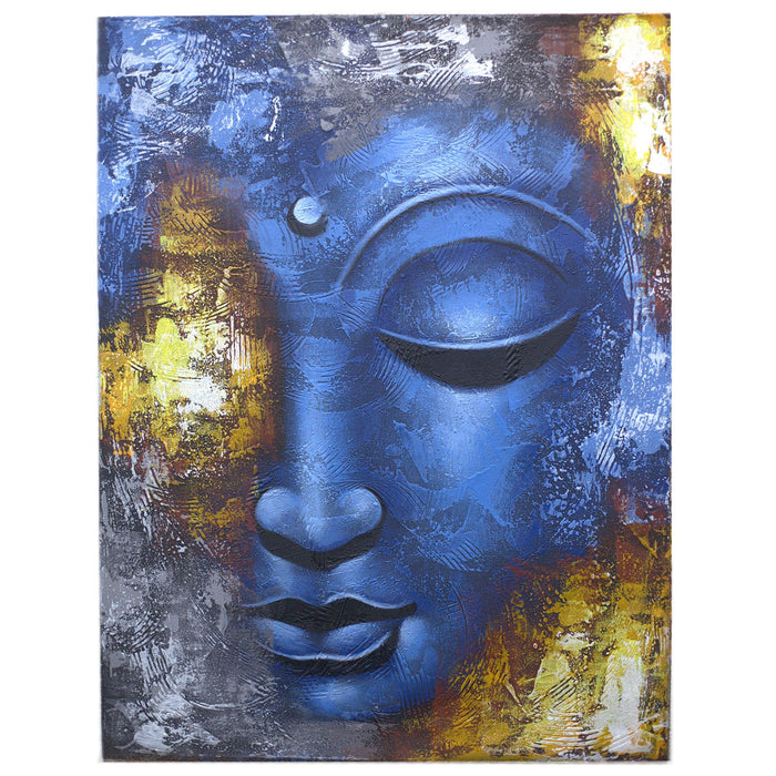 Abstract Blue Face Buddha Painting