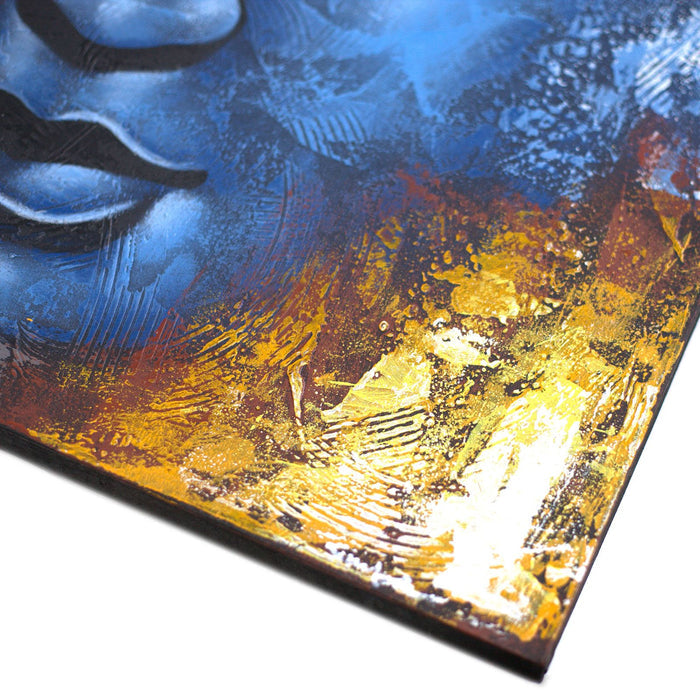 Abstract Blue Face Buddha Painting