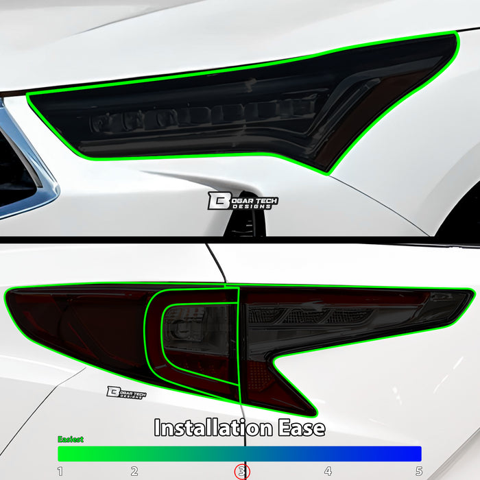 Full Headlight Taillight Precut Smoked PPF Tint Kit Film Overlay Fits Acura RDX 2019 - 2025 - Bogar Tech Designs
