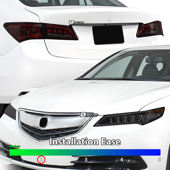 Full Headlight Taillight Precut Smoked PPF Tint Kit Film Overlay Fits Acura TLX 2015 - 2020 - Bogar Tech Designs