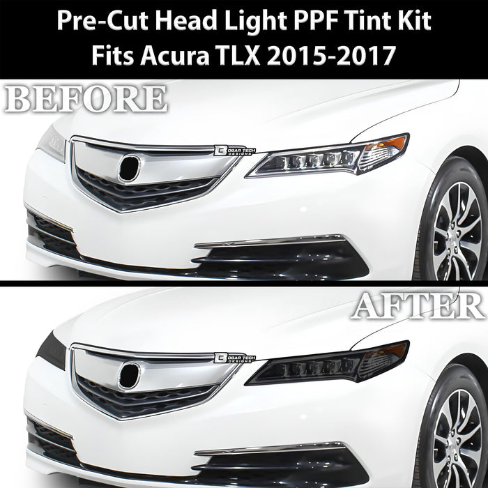 Full Headlight Taillight Precut Smoked PPF Tint Kit Film Overlay Fits Acura TLX 2015 - 2020 - Bogar Tech Designs